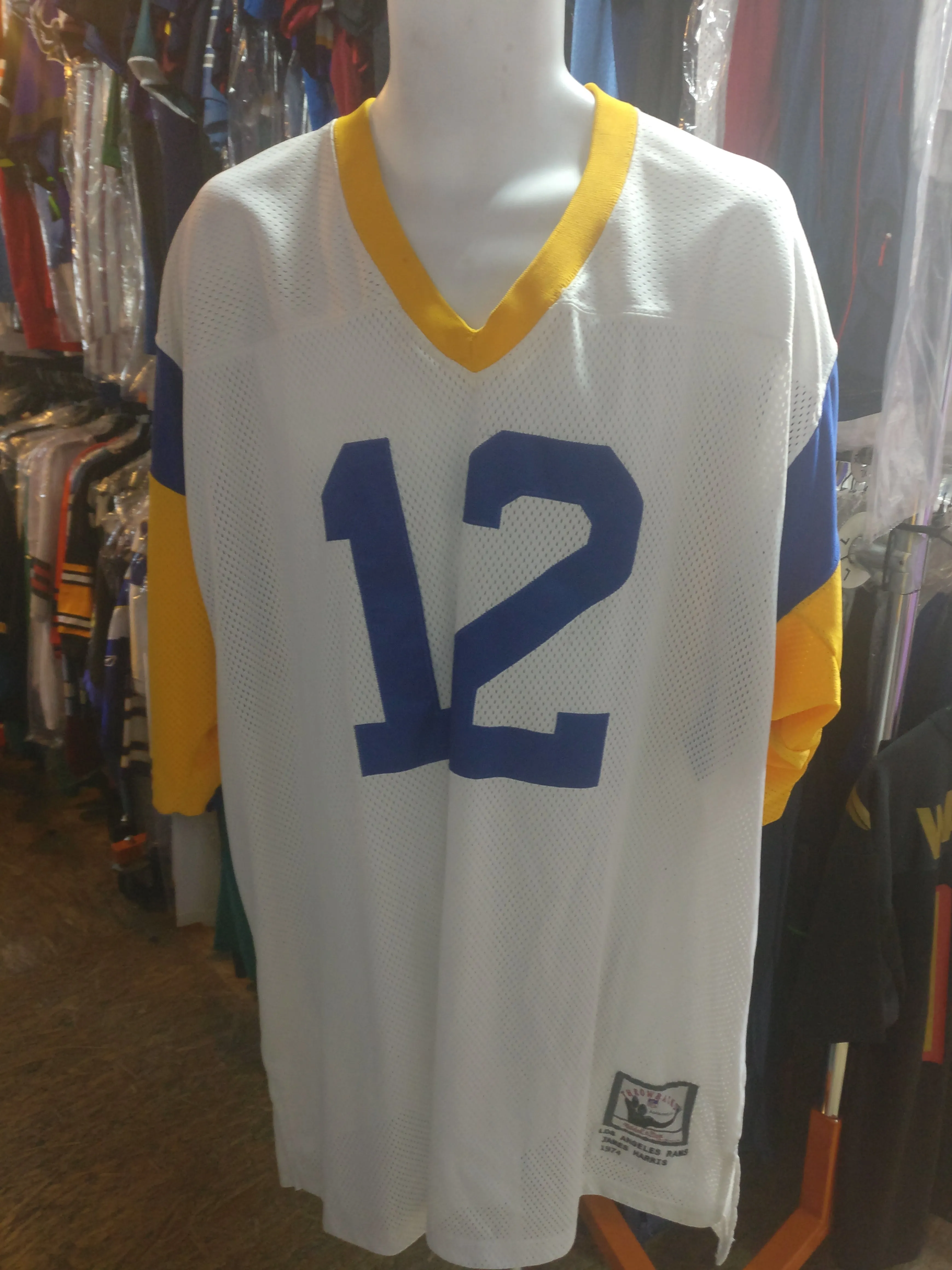 Vtg'74 #12 JAMES HARRIS Los Angeles Rams NFL Mitchell & Ness Jersey 54