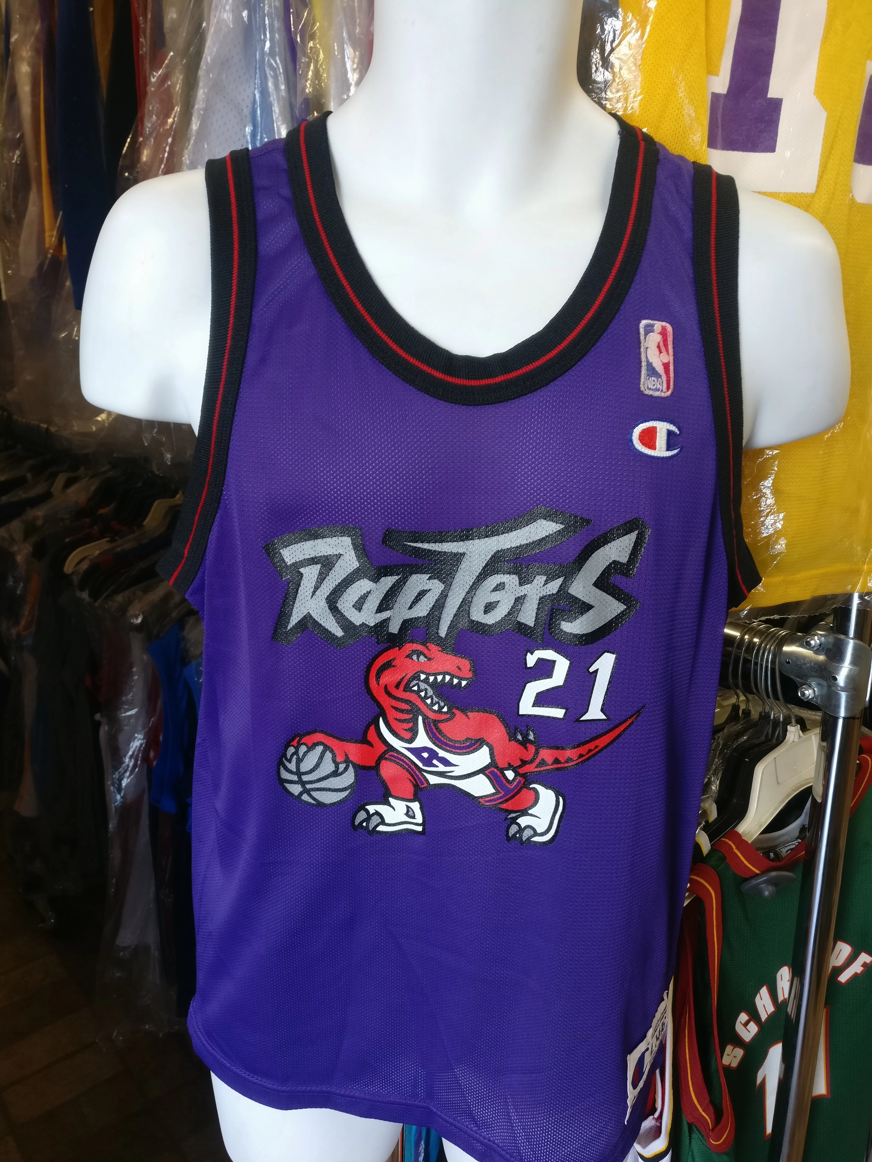 Vtg #21 MARCUS CAMBY Toronto Raptors NBA Champion Jersey 14-16 (Dino)