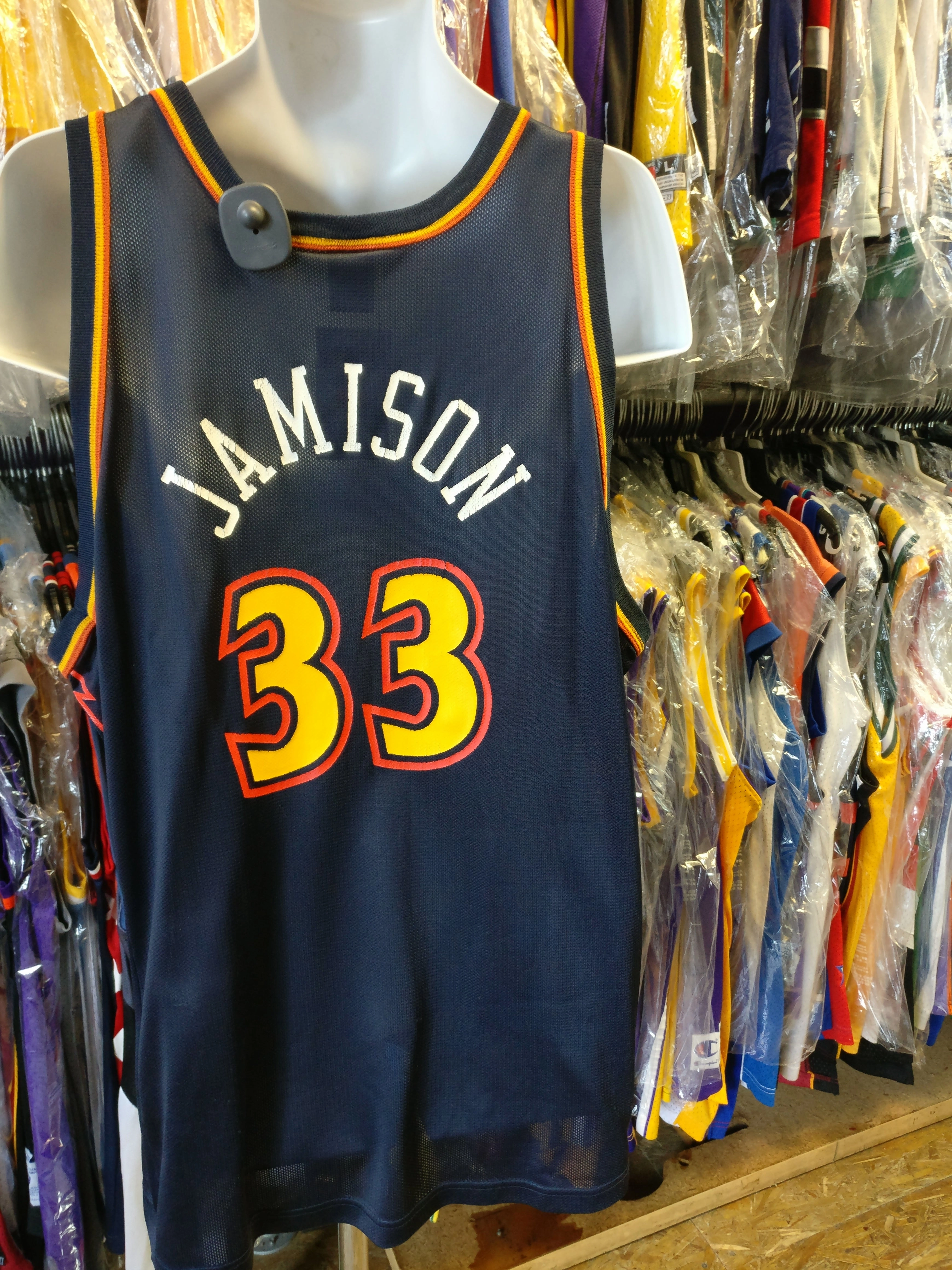 Vtg #33 ANTAWN JAMISON Golden State Warriors NBA Champion Jersey 52