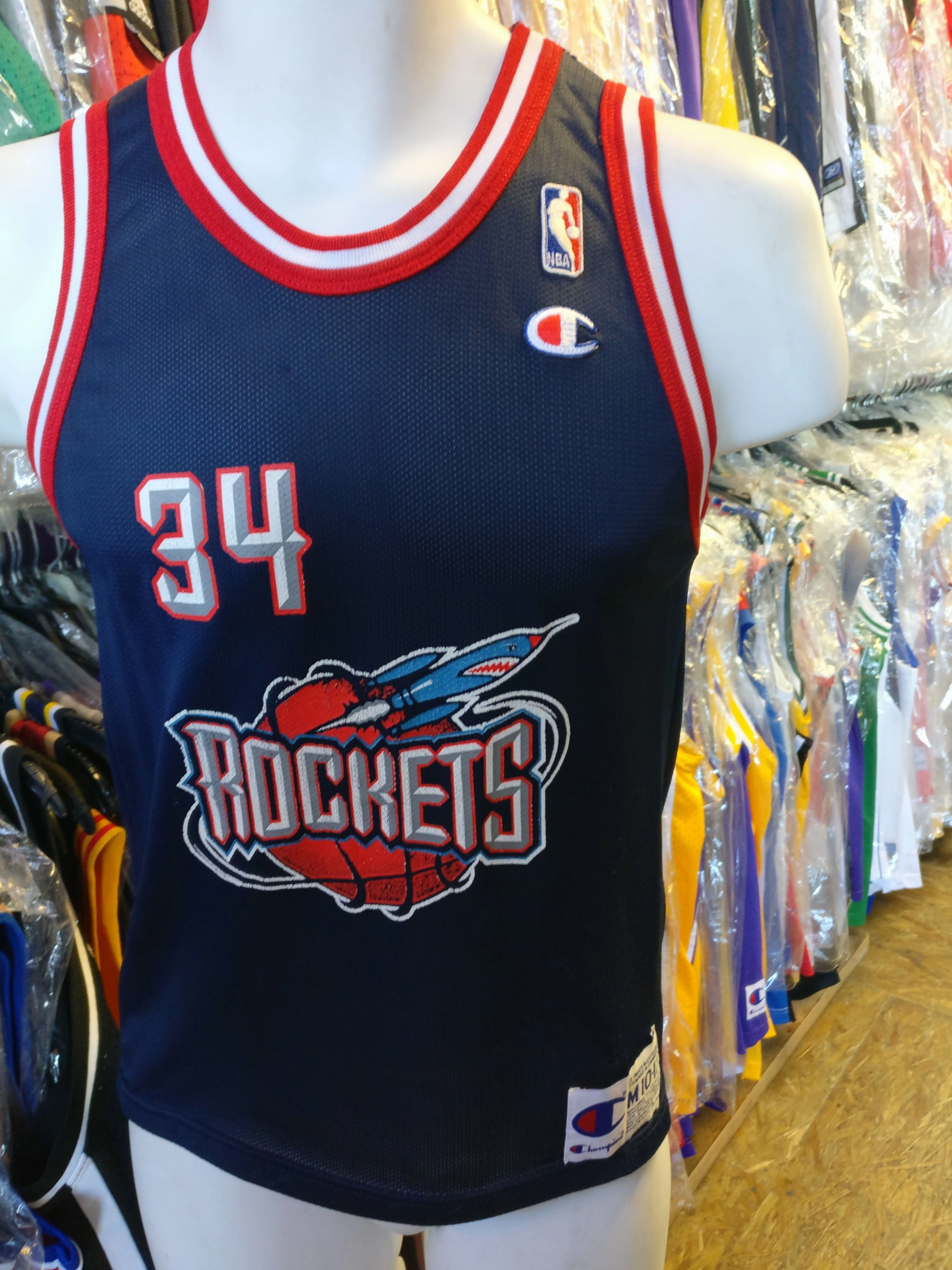 Vtg #34 HAKEEM OLAJUWON Houston Rockets NBA Champion Jersey 10-12