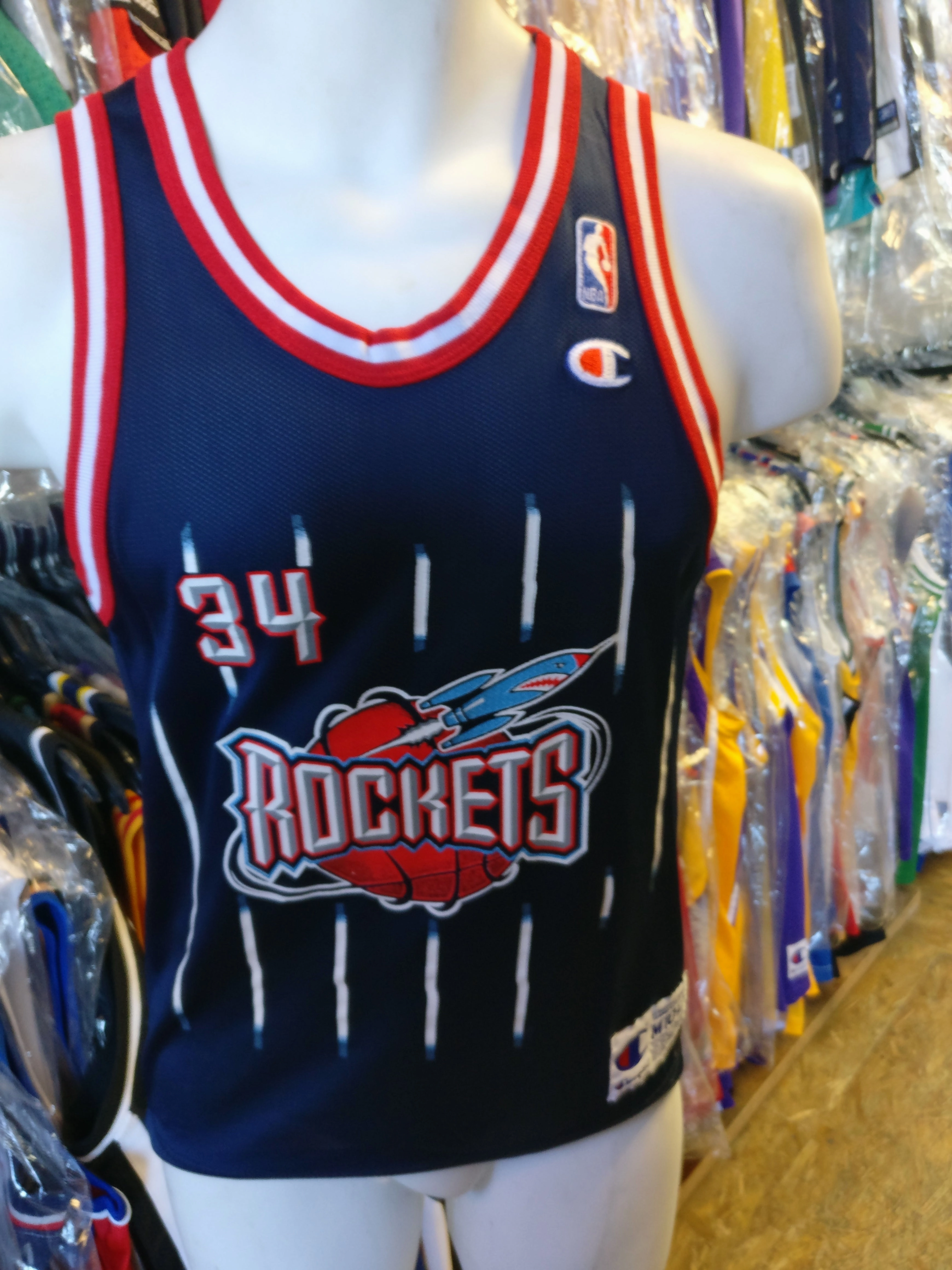 Vtg #34 HAKEEM OLAJUWON Houston Rockets NBA Champion Jersey 10-12
