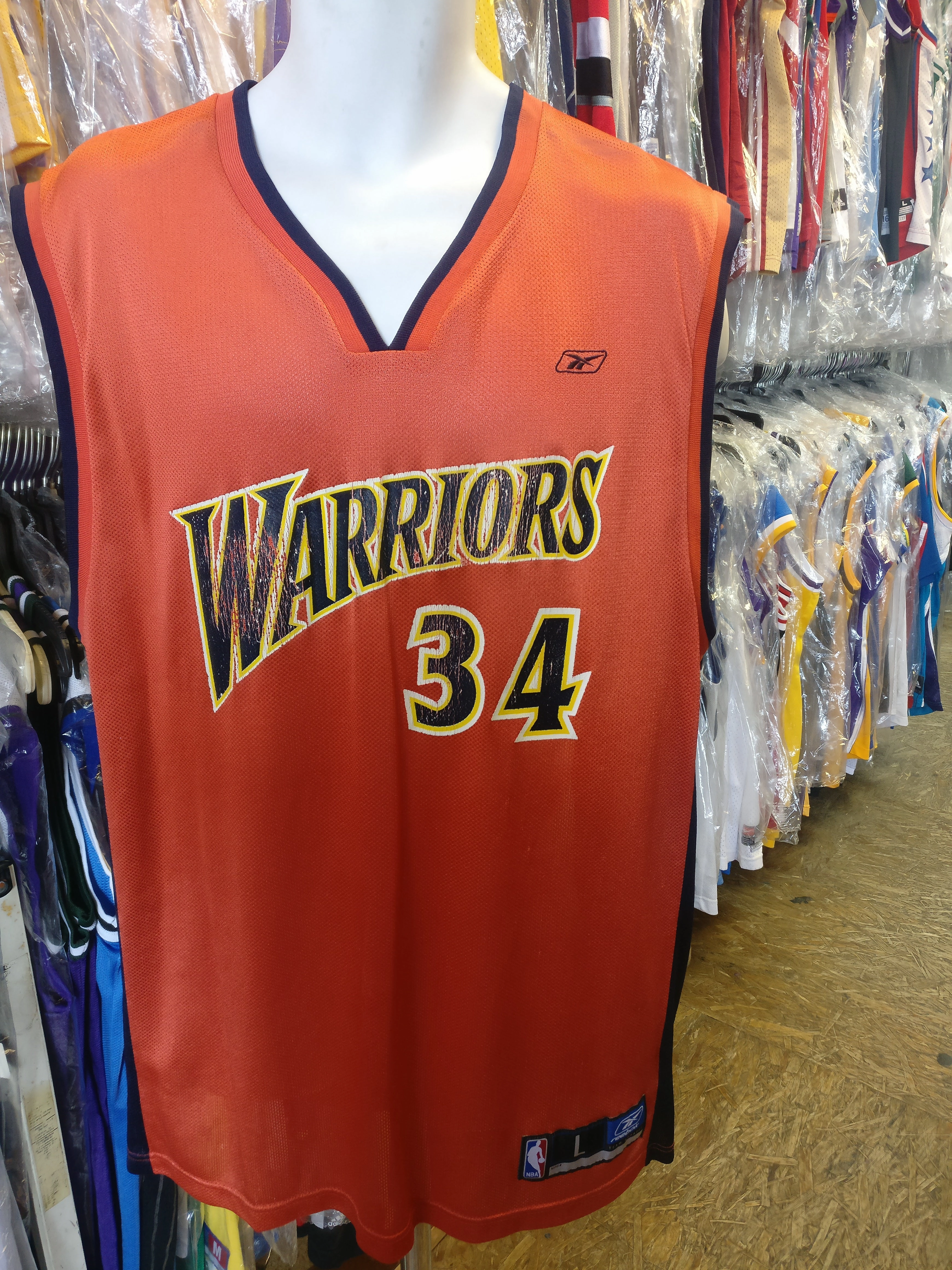Vtg #34 MIKE DUNLEAVY Golden State Warriors NBA Reebok Jersey L