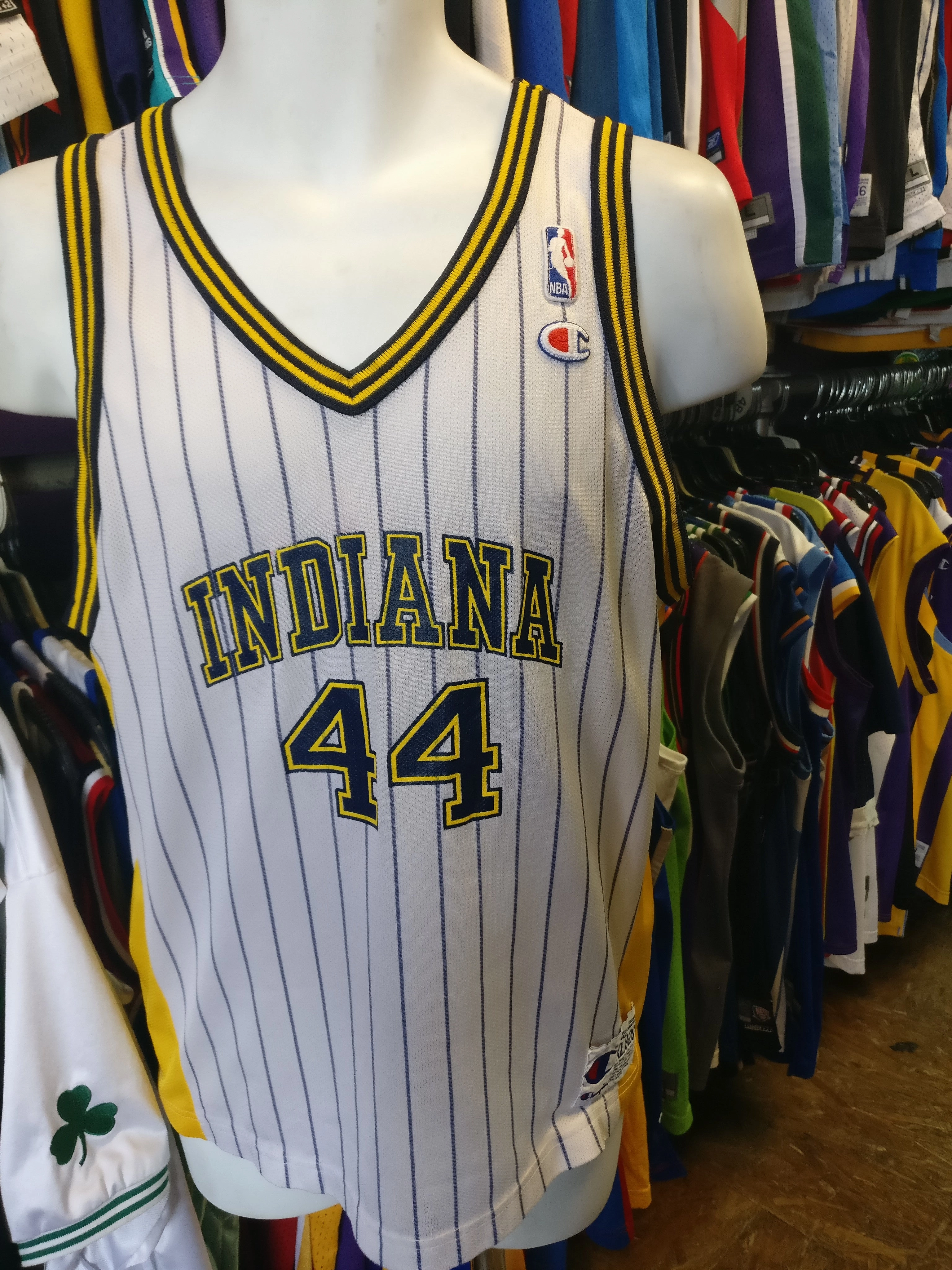 Vtg #44 AUSTIN CROSHERE Indiana Pacers Pinstripe Champion Jersey 18-20