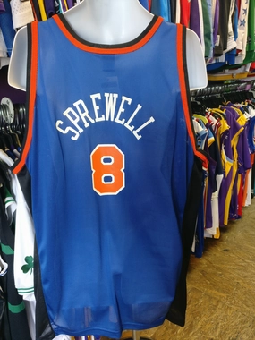 Vtg #8 LATRELL SPREWELL New York Knicks Champion Jersey 52 (Deadstock)