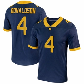 W.Virginia Mountaineers #4 CJ Donaldson NIL Football Game Jersey  Navy American College Jerseys