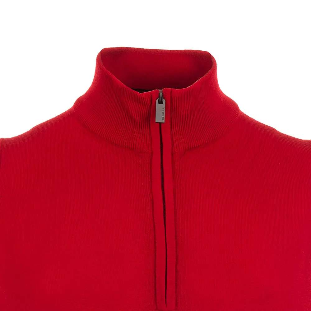 Proquip Merino 1/2 Zip Sleeveless Slipover - Red New Year's Eve Sale
