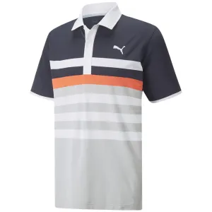 Puma Mattr One Way Polo Shirt - Navy Blazer/Hot Coral Command Attention
