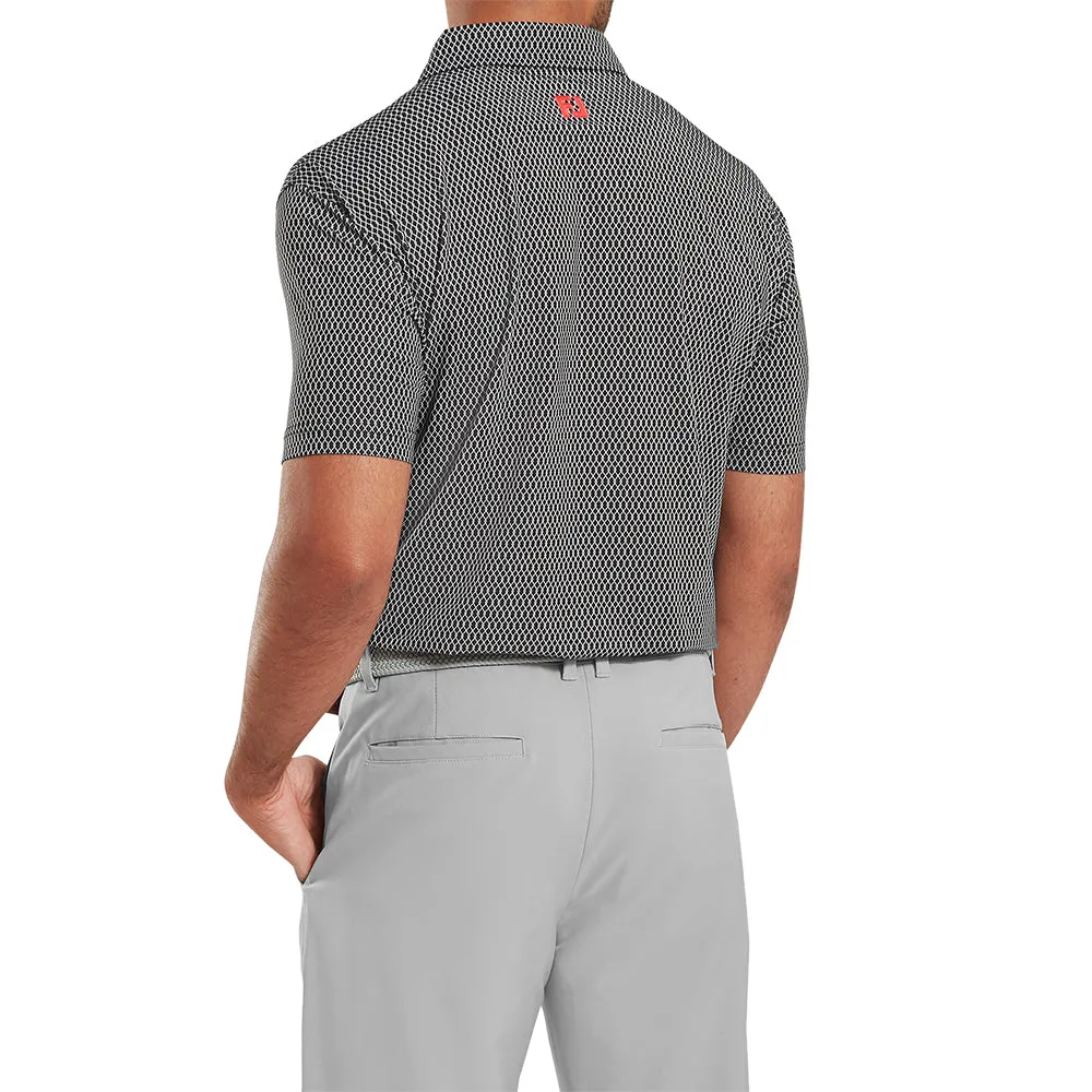 Built to Perform Stride with Confidence Footjoy Irongate Print Lisle Polo Shirt - Black/White