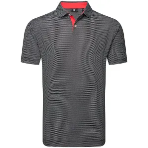 Hit Your Next Level Footjoy Irongate Print Lisle Polo Shirt - Black/White