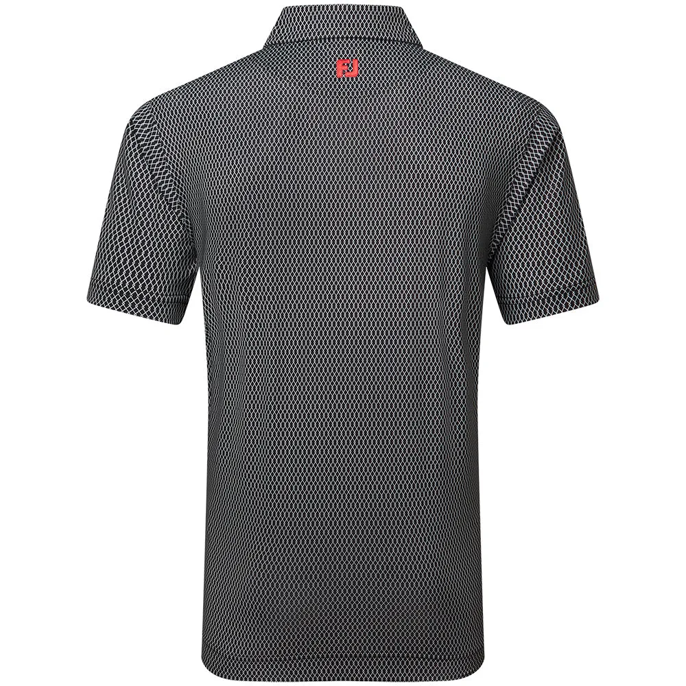 Made to Turn Heads Footjoy Irongate Print Lisle Polo Shirt - Black/White