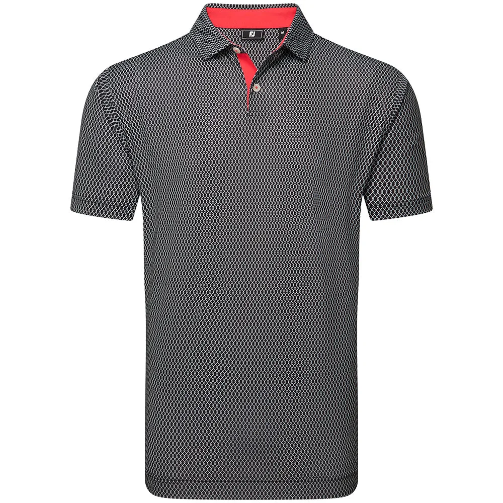 Hit Your Next Level Footjoy Irongate Print Lisle Polo Shirt - Black/White
