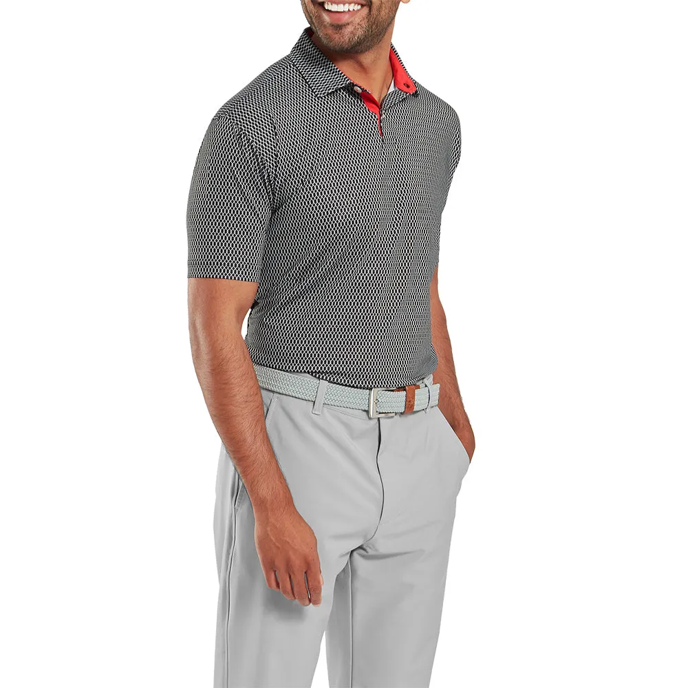 Fuel Your Fire Footjoy Irongate Print Lisle Polo Shirt - Black/White