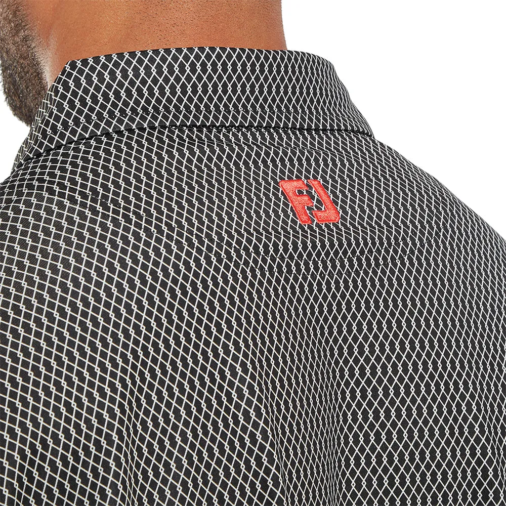 Footjoy Irongate Print Lisle Polo Shirt - Black/White Black Friday Sale Own the Moment
