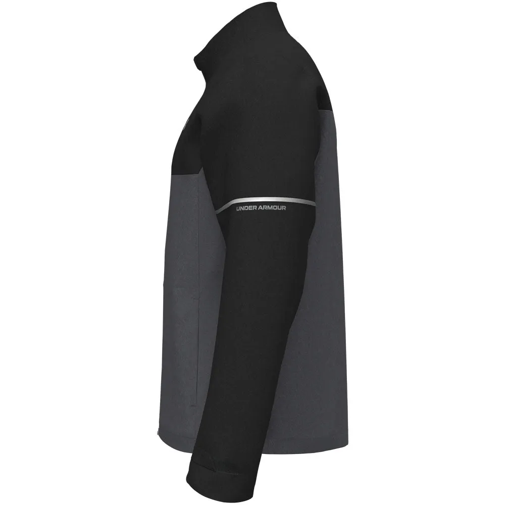Hit Your Next Level Independence Day Sale Under Armour Drive Rain Waterproof Jacket - Black/Castlerock/Metallic Silver