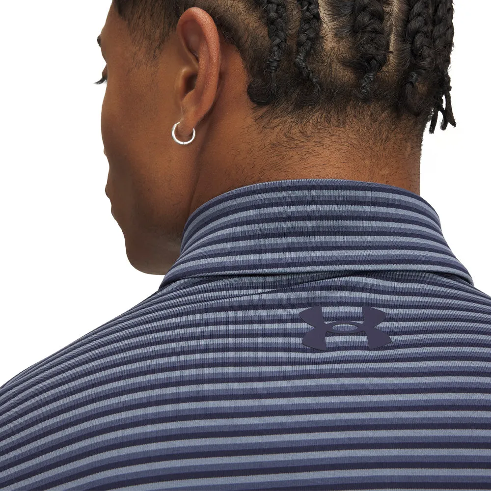 Rule the Streets Walk with Purpose Under Armour Playoff 3.0 Stripe Polo Shirt - Midnight Navy/Downpour Grey/Midnight Navy