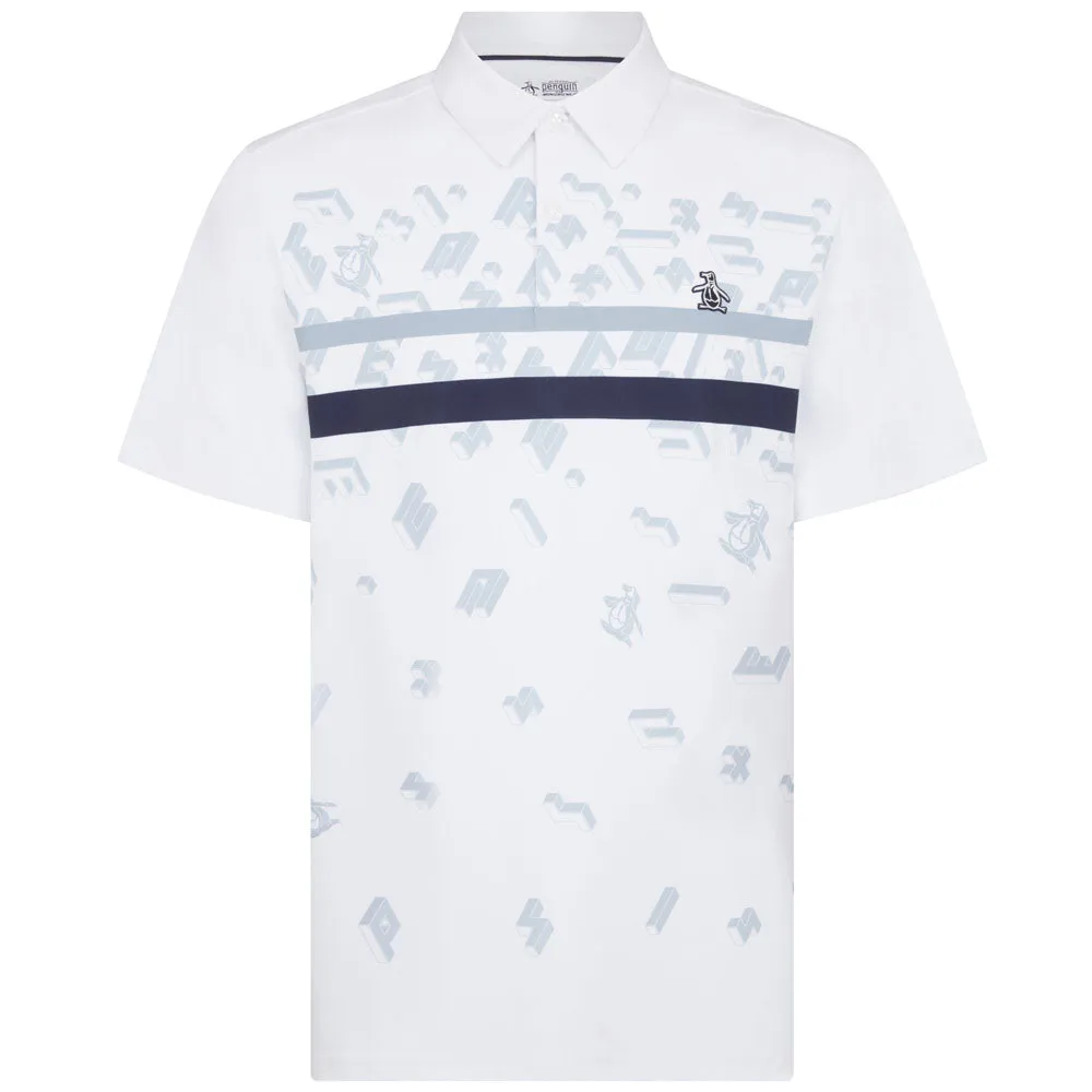 Exclusive Deal Original Penguin Got Game Stripe Print Polo Shirt - Bright White