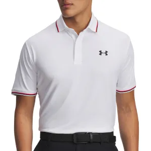 Break Boundaries Fuel Your Fire Under Armour Playoff 3.0 Rib Polo Shirt - White/Racer Red/Black