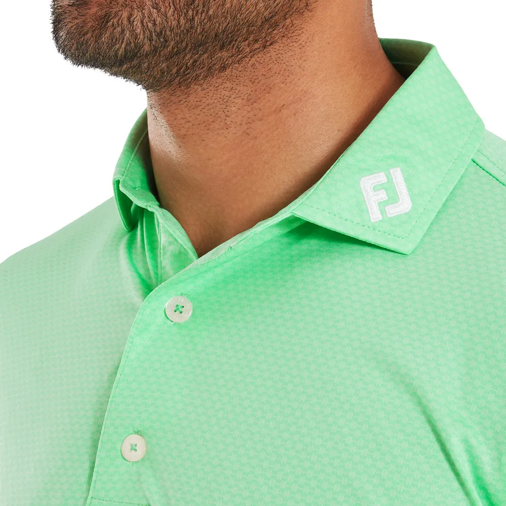 Own the Vibe Walk Tall Footjoy Abacus Print Lisle Polo Shirt - Seafoam