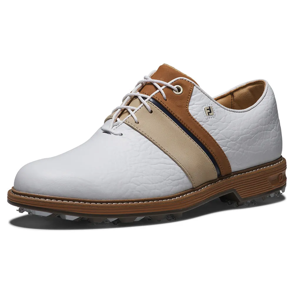 Footjoy Premiere Series Packard Lx Spiked Waterproof Shoes - White/Blue/Brown Fuel Your Fire
