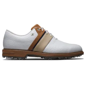 Footjoy Premiere Series Packard Lx Spiked Waterproof Shoes - White/Blue/Brown Step Into Strength