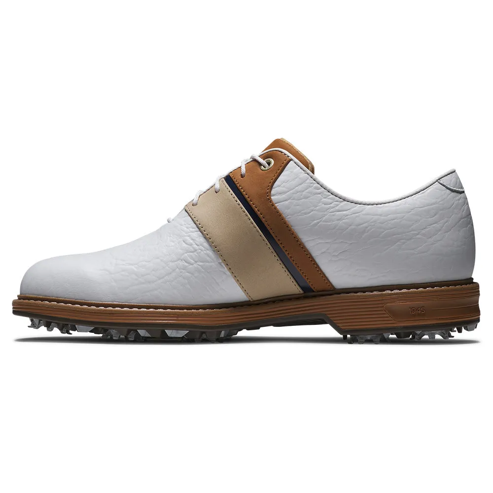 Power Every Step Footjoy Premiere Series Packard Lx Spiked Waterproof Shoes - White/Blue/Brown