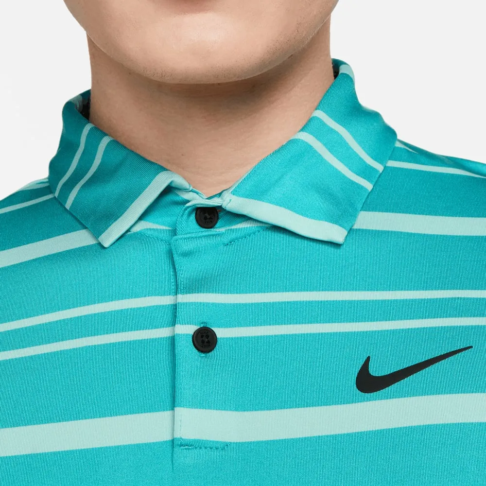 Great Value Unapologetically You Nike Dri-Fit Tour Stripe Polo Shirt - Teal Nebula/Jade Ice/Black