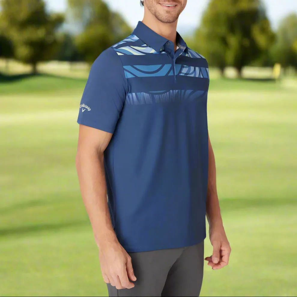 Walk Tall Labor Day Sale Callaway Trippy Block Polo Shirt - Peacoat