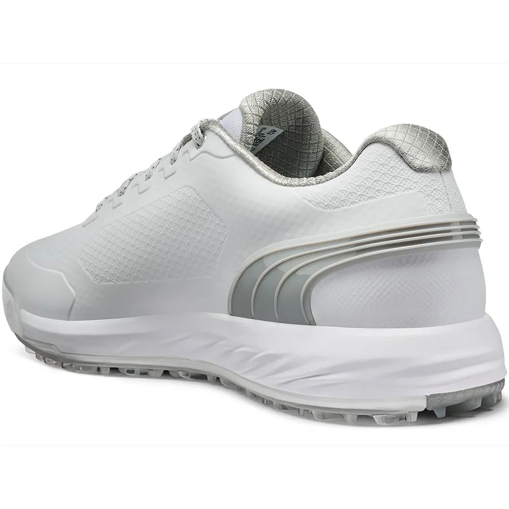 Valentine's Day Sale Steal Puma Alphacat Nitro Spikeless Shoes - White/Flat Light Grey/Silver