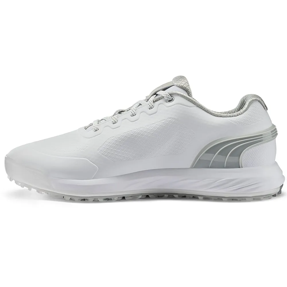 New Year's Eve Sale Puma Alphacat Nitro Spikeless Shoes - White/Flat Light Grey/Silver