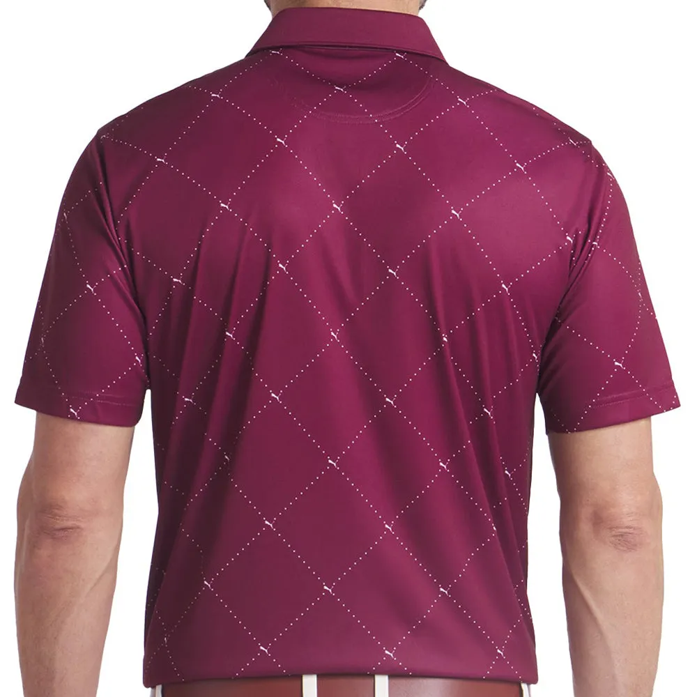 Push Beyond Limits Puma Pure 2.0 Argyle Polo Shirt - Ruby Shimmer/White Glow
